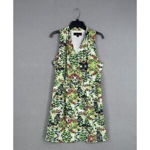 Adelyn Rae Dress Womens Large Green Colorful Sleeveless V Neck Abstract Floral